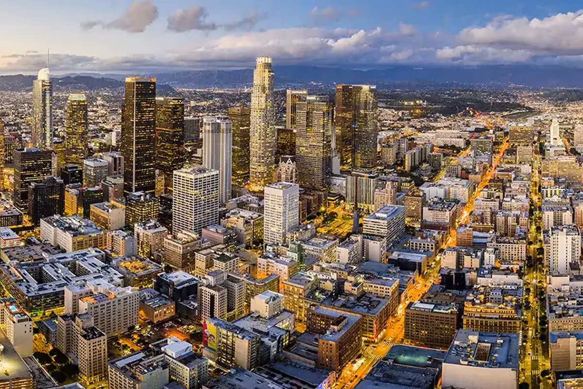 Los Angeles skyline with modern skyscrapers